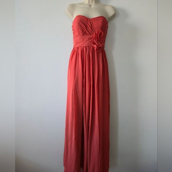 Bari Jay Strapless Coctail Maxi Dress Coral - Picture 2 of 8